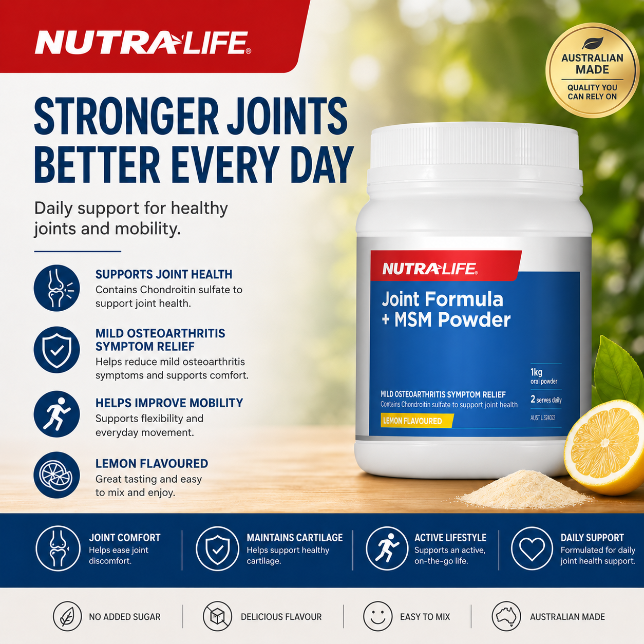 Nutra-Life Joint Formula + MSM Powder Lemon 1kg