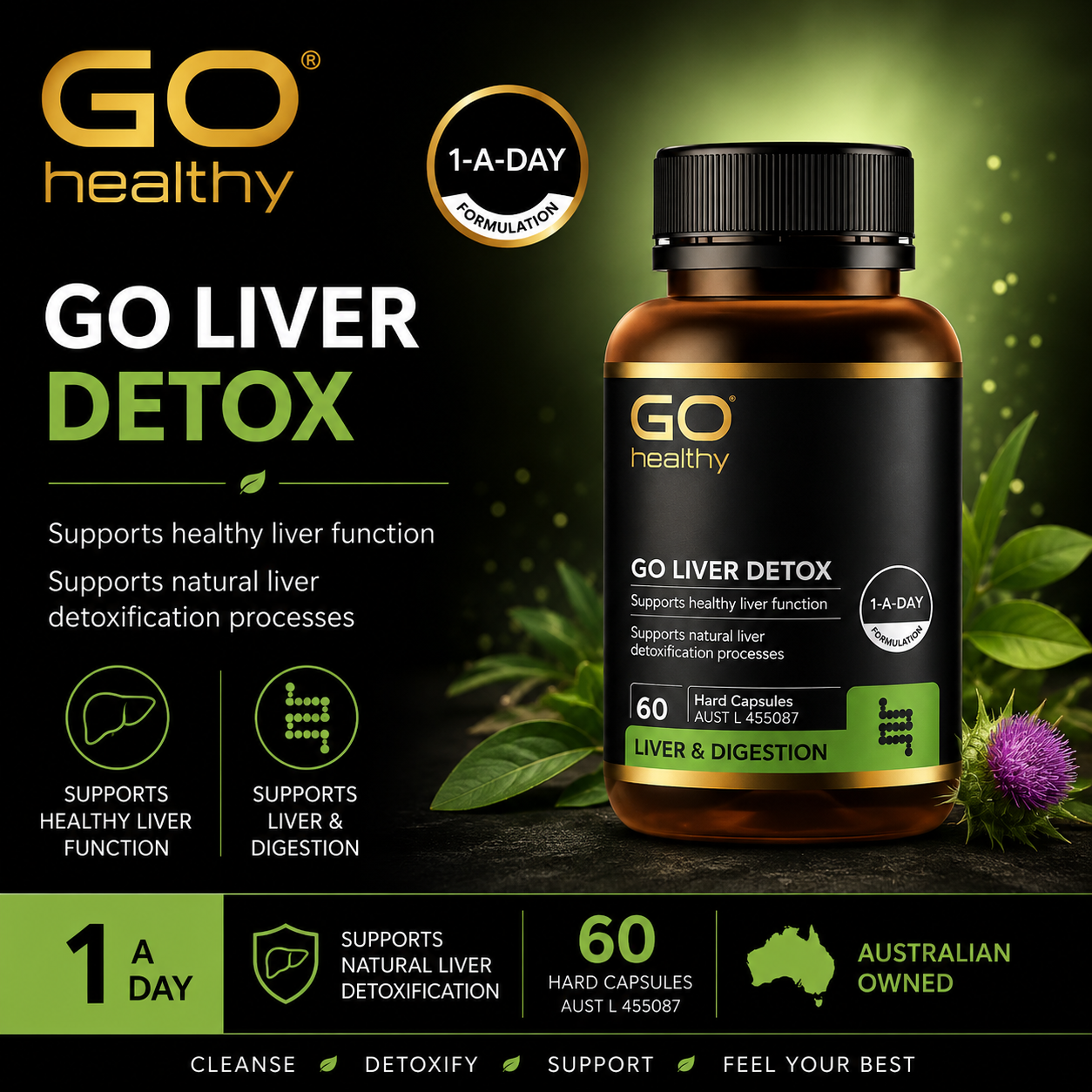 Go Healthy GO Liver Detox 1-A-Day 60 Hard Capsules