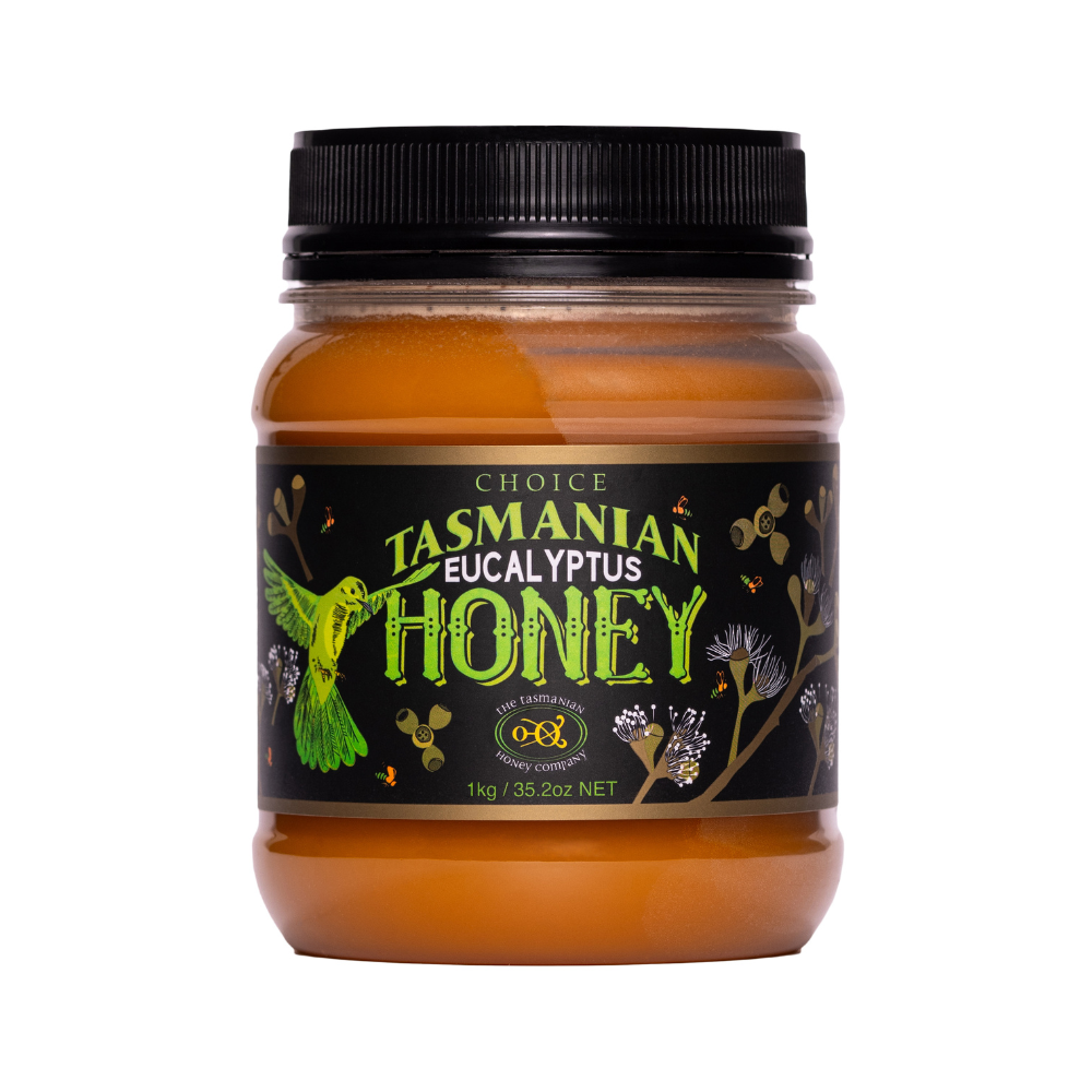 Tasmanian Honey Eucalyptus Plastic Jar 1kg (Not For Sale In WA)
