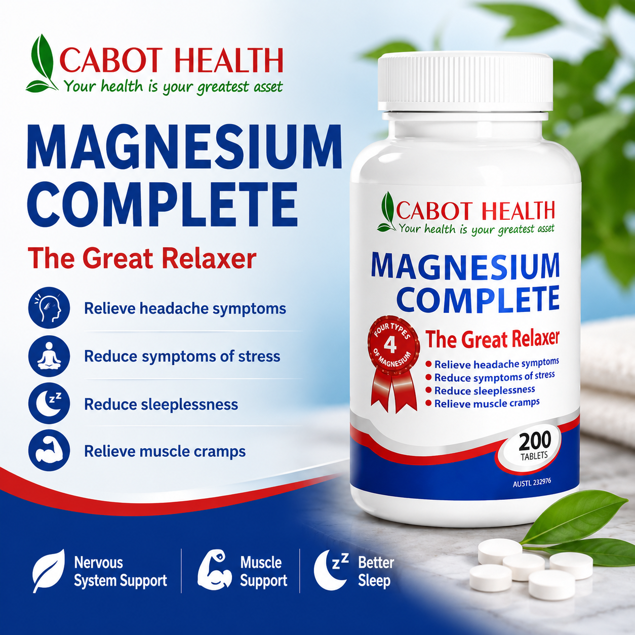 Cabot Health Magnesium Complete 200 Tablets