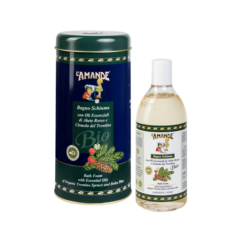 L'Amande Metal Gift Box + Bath Foam "Red Pine & Spruce of Trentino" 500ml