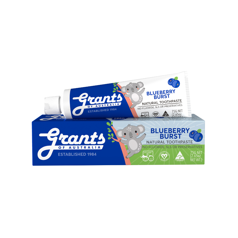 Grants of Australia Blueberry Burst Kids Natural Toothpaste - Fluoride Free - 75g