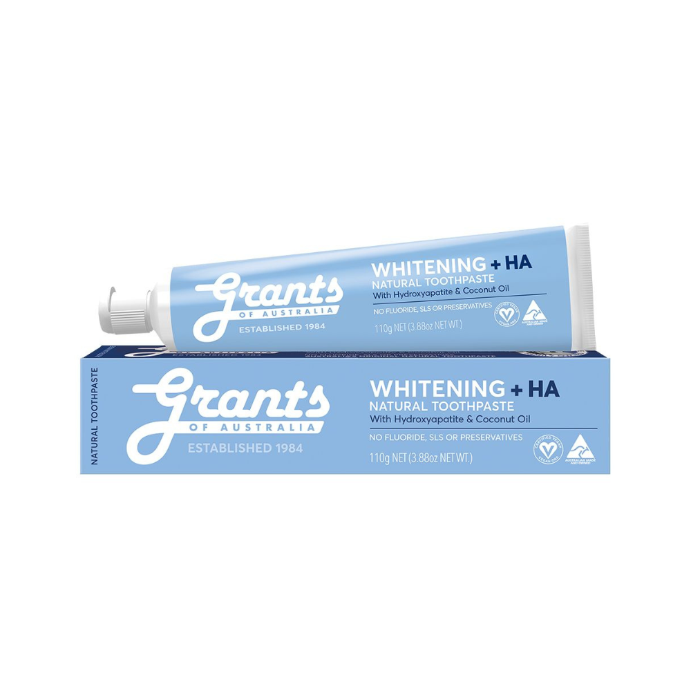 Grants of Australia Whitening +HA Natural Toothpaste - Fluoride Free 110g