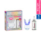 White Glo Accelerator LED teeth whitening kit including LED mouth tray, whitening gel and packaging for up to 8 shades whiter teeth in 7 days.
