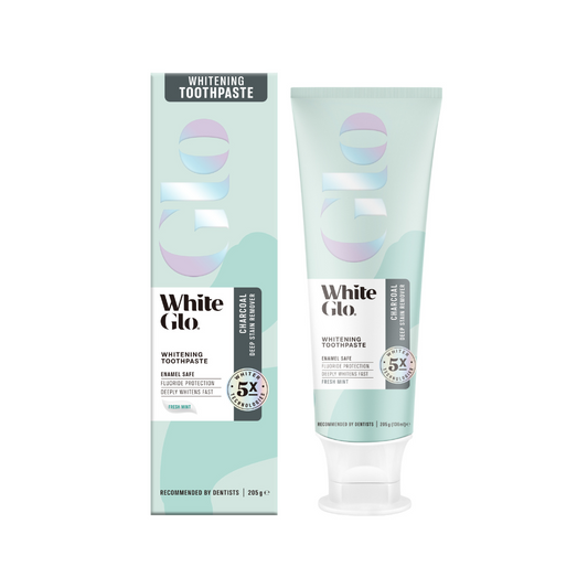 White Glo Charcoal Deep Stain Remover Whitening Toothpaste 205g