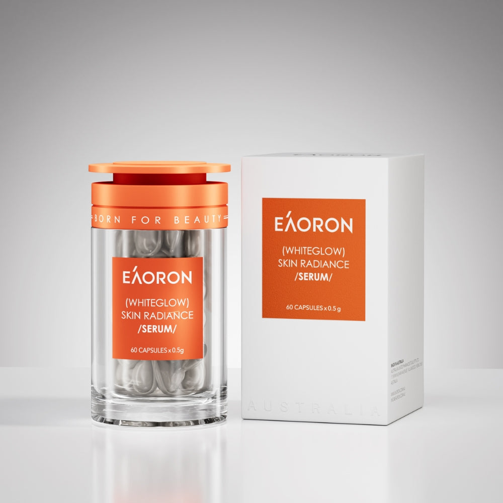 EAORON Whiteglow Skin Radiance Serum bottle with product packaging.