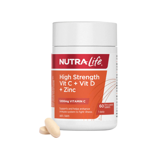 Nutra-Life High Strength Vitamin C 1200 + D + Zinc 60 Tablets