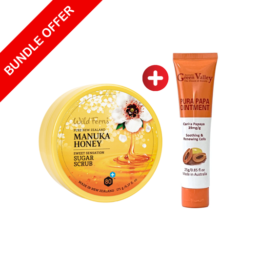 Bundle Offers: Wild Ferns Manuka Honey Sugar Scrub 175g + Green Valley Pura Papa Ointment 25g
