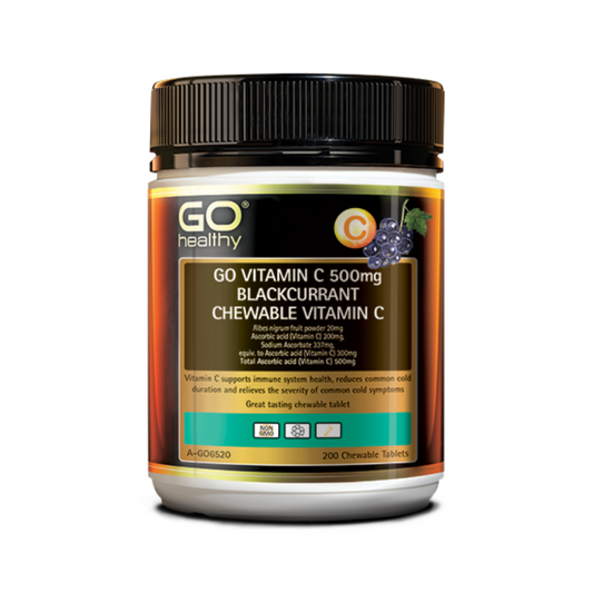 Go Healthy Vitamin C 500mg Blackcurrant Chewable Vitamin C 200 Tabs