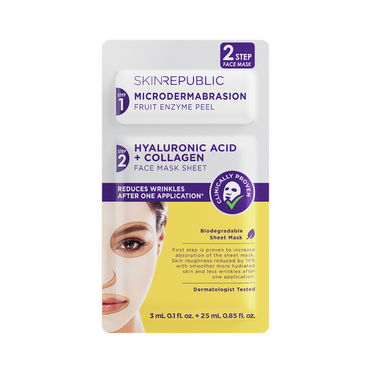 Skin Republic 2 Step Hyaluronic Acid + Collagen Biodegradable Face Mask 3+25ml