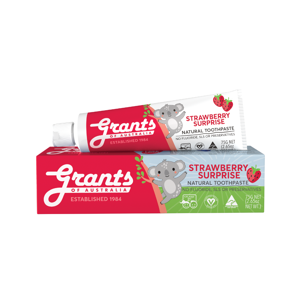 Grants of Australia Strawberry Surprise Kids Natural Toothpaste - Fluoride Free - 75g