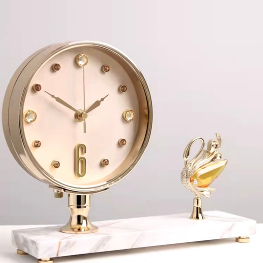 Vanguard Universal Premium Crystal Table Clock with Swan TCJ-622WT