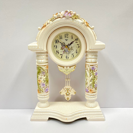 Vanguard Universal Delurious Pendulum Table Clock with Crystal Flowers TSS-1466