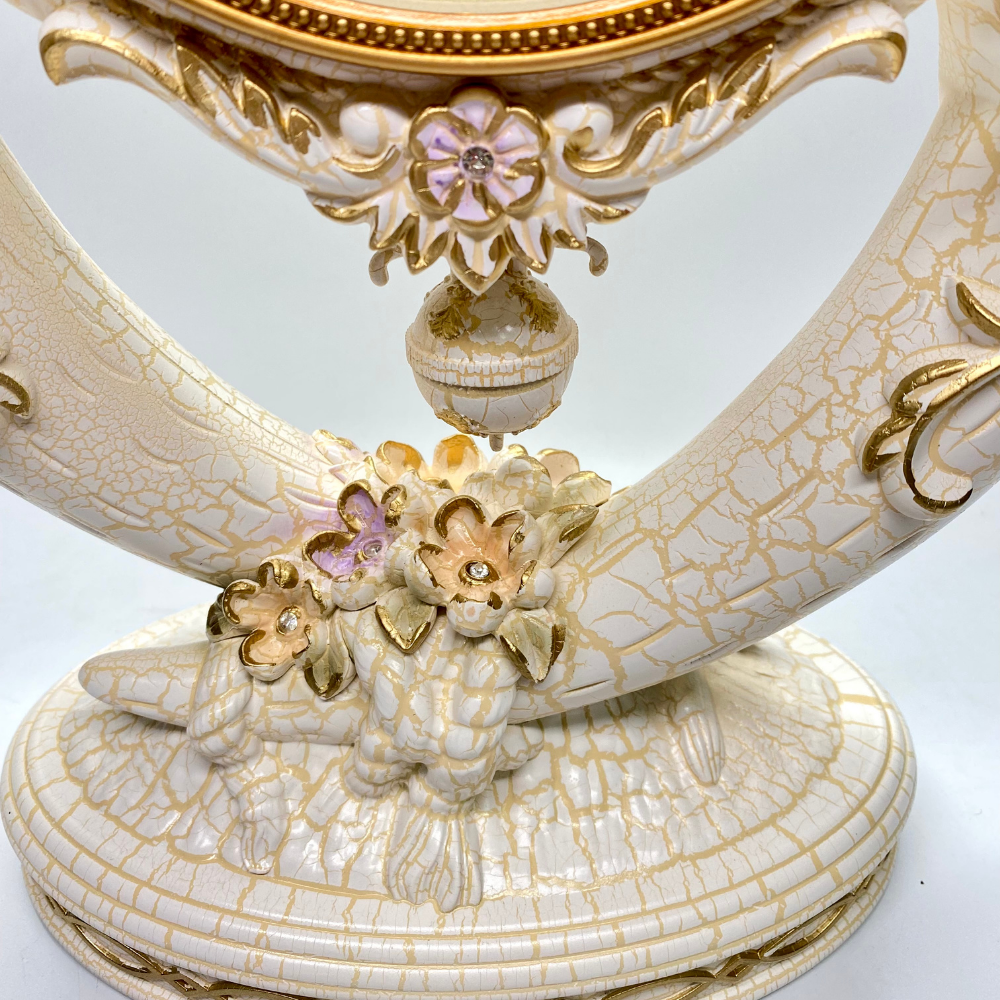 Vanguard Universal Delurious Pendulum Table Clock with Crystal Flowers TSS-1482