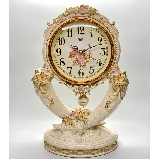 Vanguard Universal Delurious Pendulum Table Clock with Crystal Flowers TSS-1482