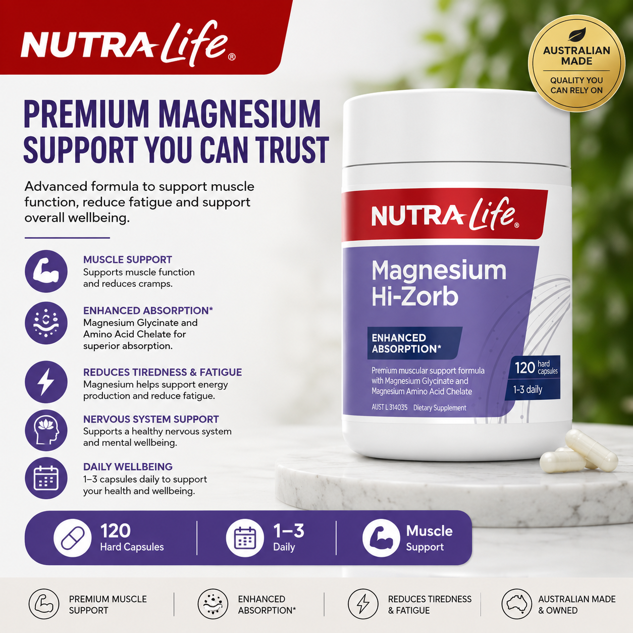 Nutra-Life Magnesium Hi-Zorb 120 Capsules