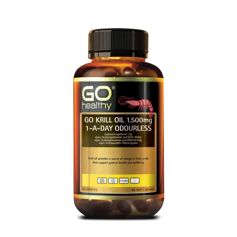 Go Healthy GO Krill Oil 1500mg 1-A-DAY Odourless 60 Softgel Caps