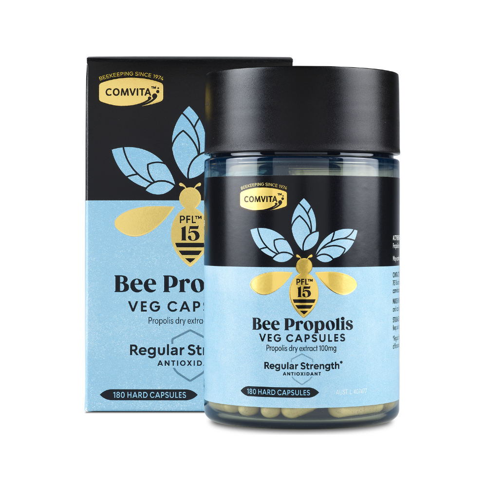 Comvita Bee Propolis Veg Capsules PFL15 Regular Strength Antioxidant 180 Hard Capsules