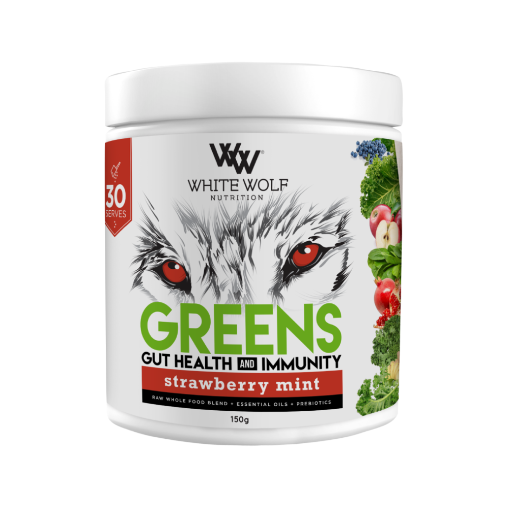White Wolf Nutrition GREENS GUT HEALTH & IMMUNITY Strawberry Mint 30 Serves 150g